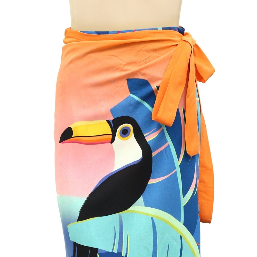 Farm Rio Anthropologie Tuca Tropicalia Midi Skirt Printed Beach Wrap Xs 279207 View 2